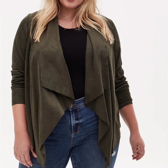 torrid Tops - Torrid - Suede Drape Front Jacket